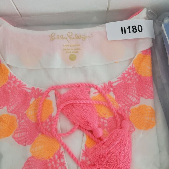 Lilly Pulitzer Womens Amelia Island Tunic Top Size S Embroidered Tasseled Beach - Picture 9 of 9